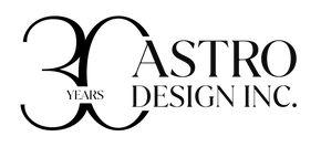 Logo of Astro Design Inc. celebrating 30 years with black text on a transparent background.
