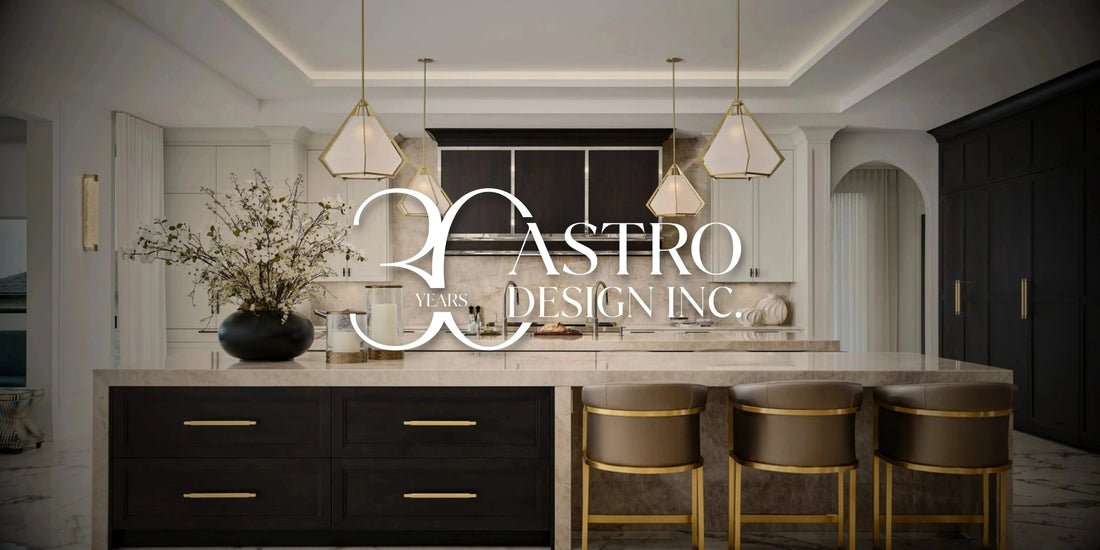 Modern kitchen interior with Astro Design Inc logo overlay